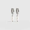 Fashion Saint and Sofia Jacqueline Pearl Huggie Earrings - Silver