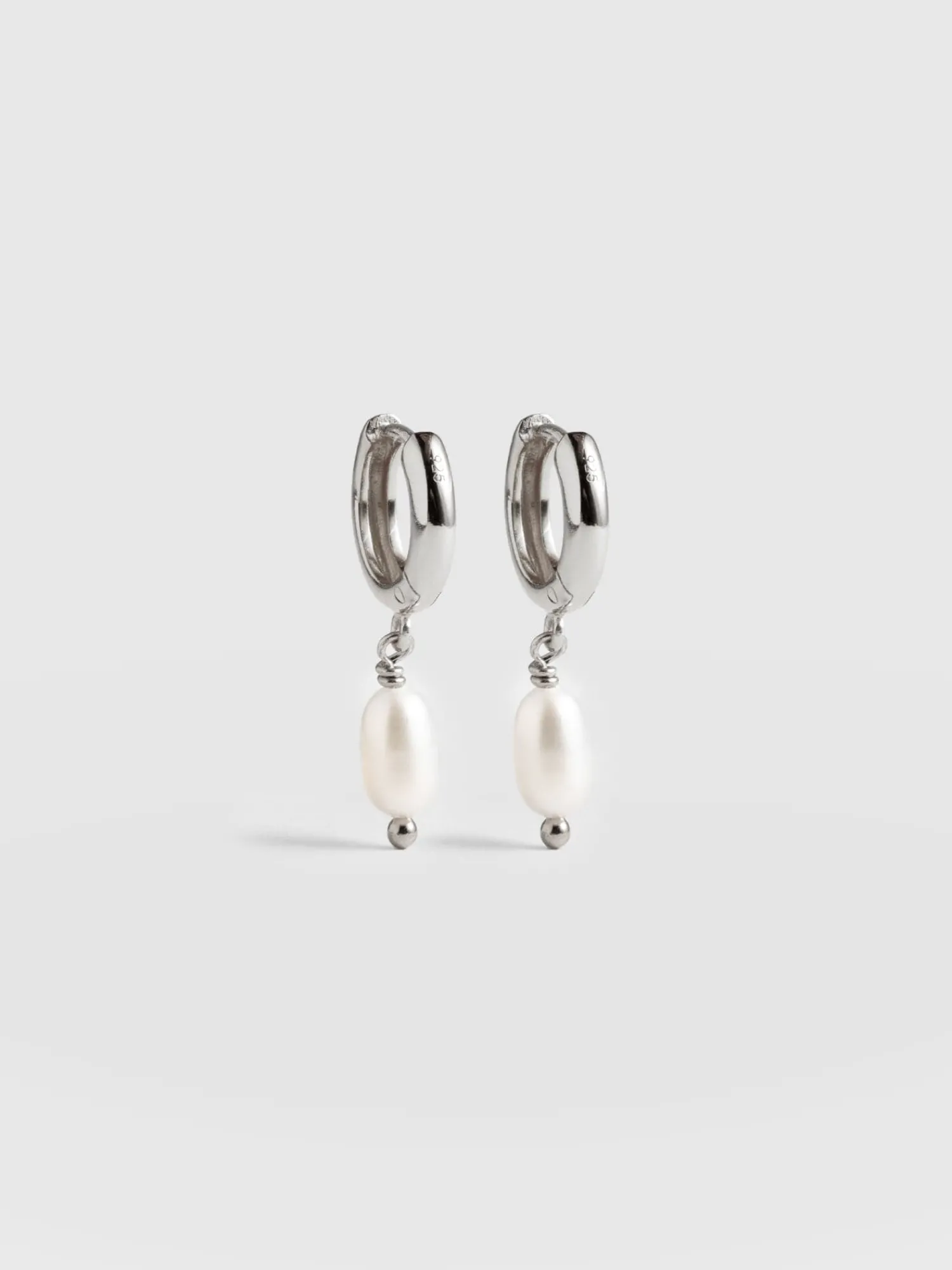 Fashion Saint and Sofia Jacqueline Pearl Huggie Earrings - Silver