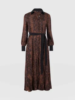 Sale Saint and Sofia Jacqueline Shirt Dress - Brown Snake