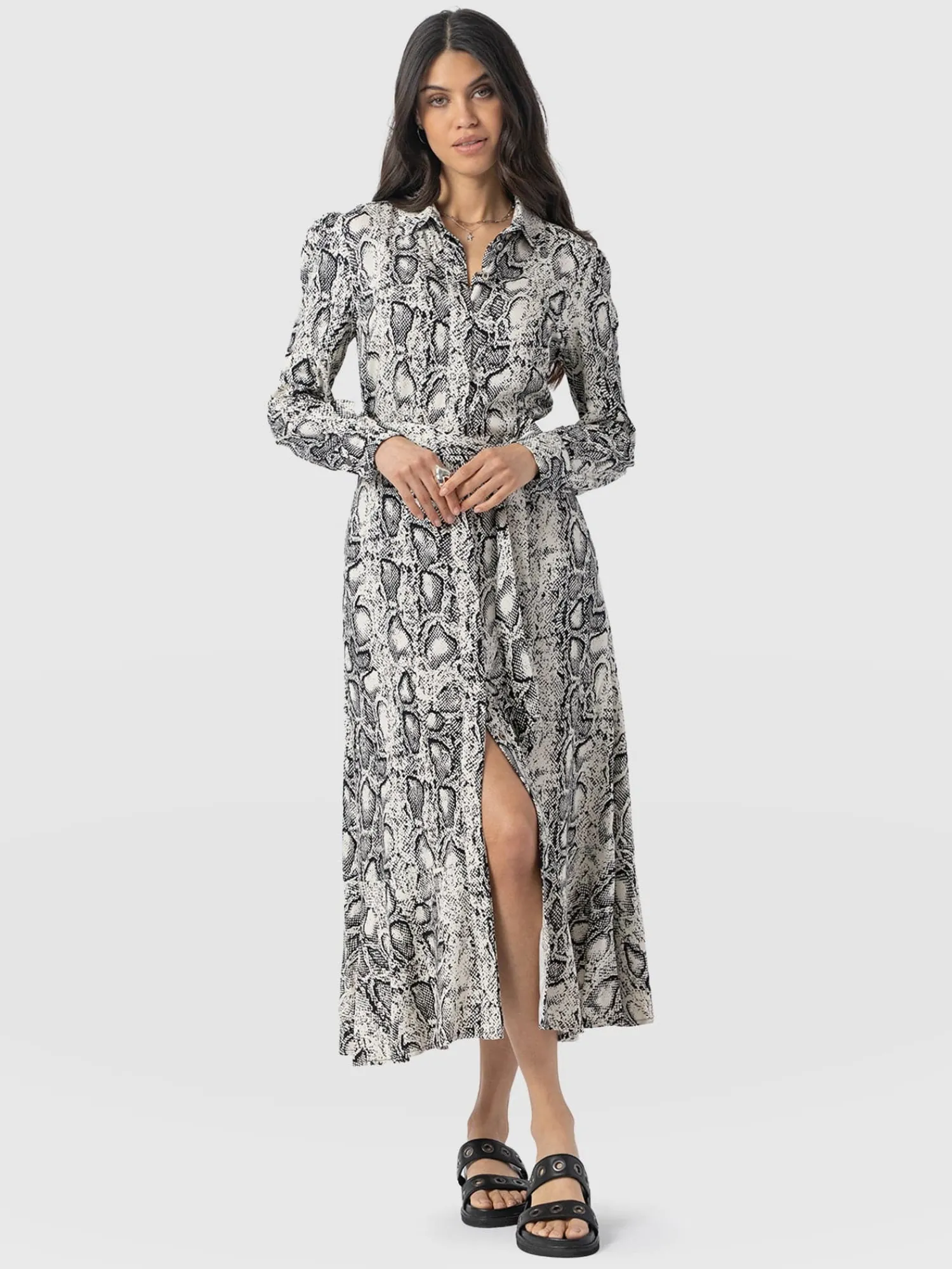 Outlet Saint and Sofia Jacqueline Shirt Dress - Cream Snake