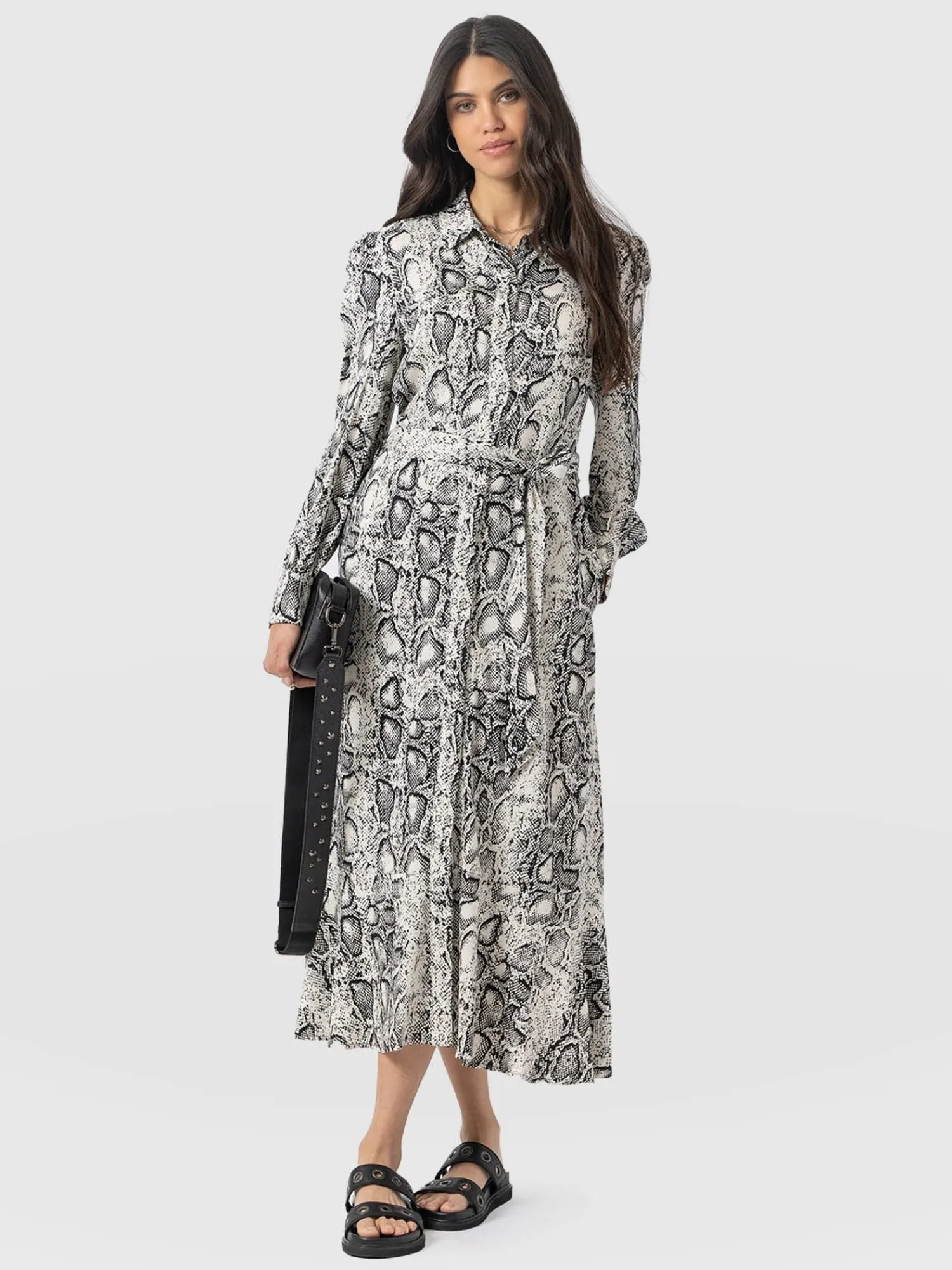 Outlet Saint and Sofia Jacqueline Shirt Dress - Cream Snake