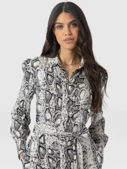 Outlet Saint and Sofia Jacqueline Shirt Dress - Cream Snake