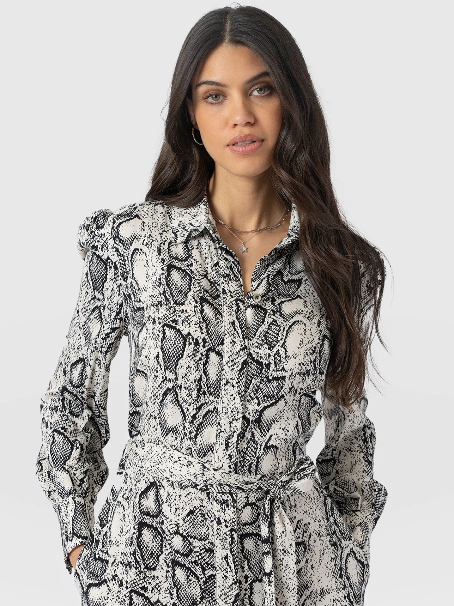 Outlet Saint and Sofia Jacqueline Shirt Dress - Cream Snake