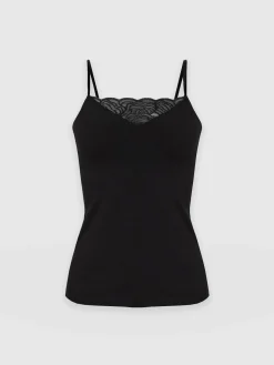 Online Saint and Sofia Jersey Lace Cami - Black