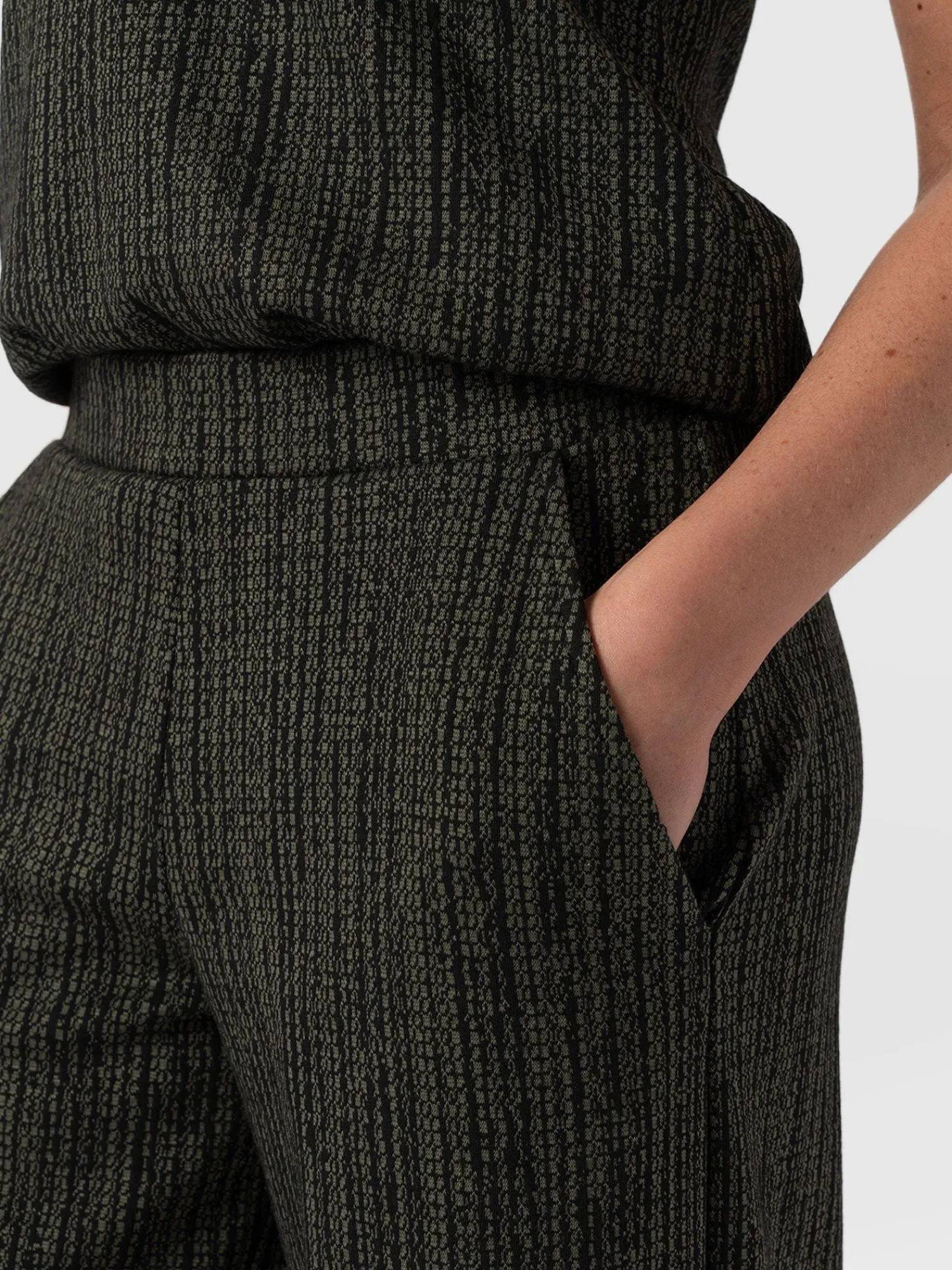 Discount Saint and Sofia Keller Wide Leg Pant - Green Texture