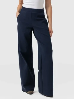 Clearance Saint and Sofia Keller Wide Leg Pant - Navy Twill