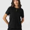 Sale Saint and Sofia Keller Zip Up Tee - Black