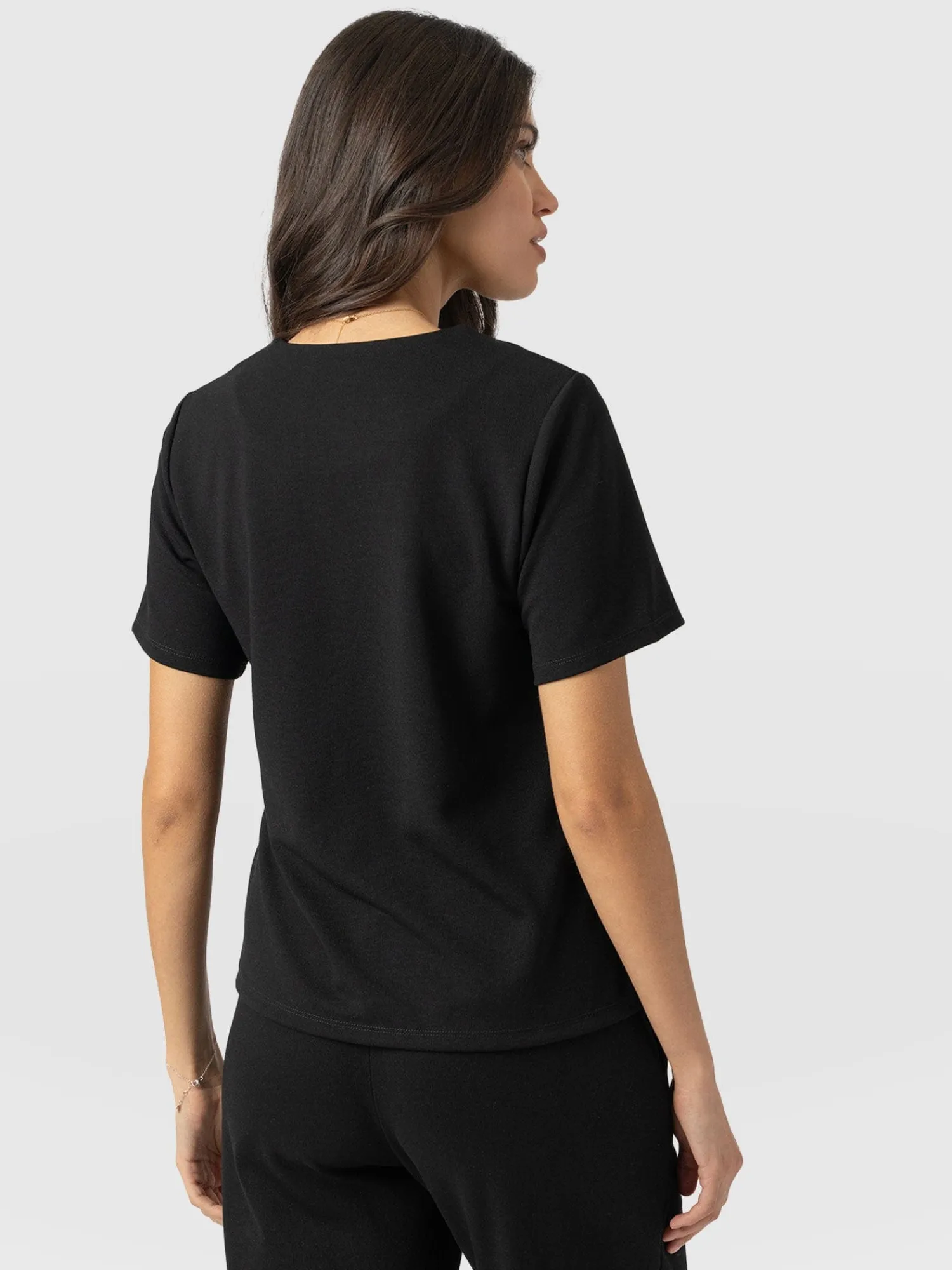 Sale Saint and Sofia Keller Zip Up Tee - Black