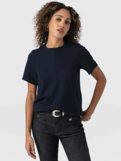 Hot Saint and Sofia Keller Zip Up Tee - Navy