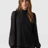 Outlet Saint and Sofia Lace Penny Puff Long Sleeve Top - Black
