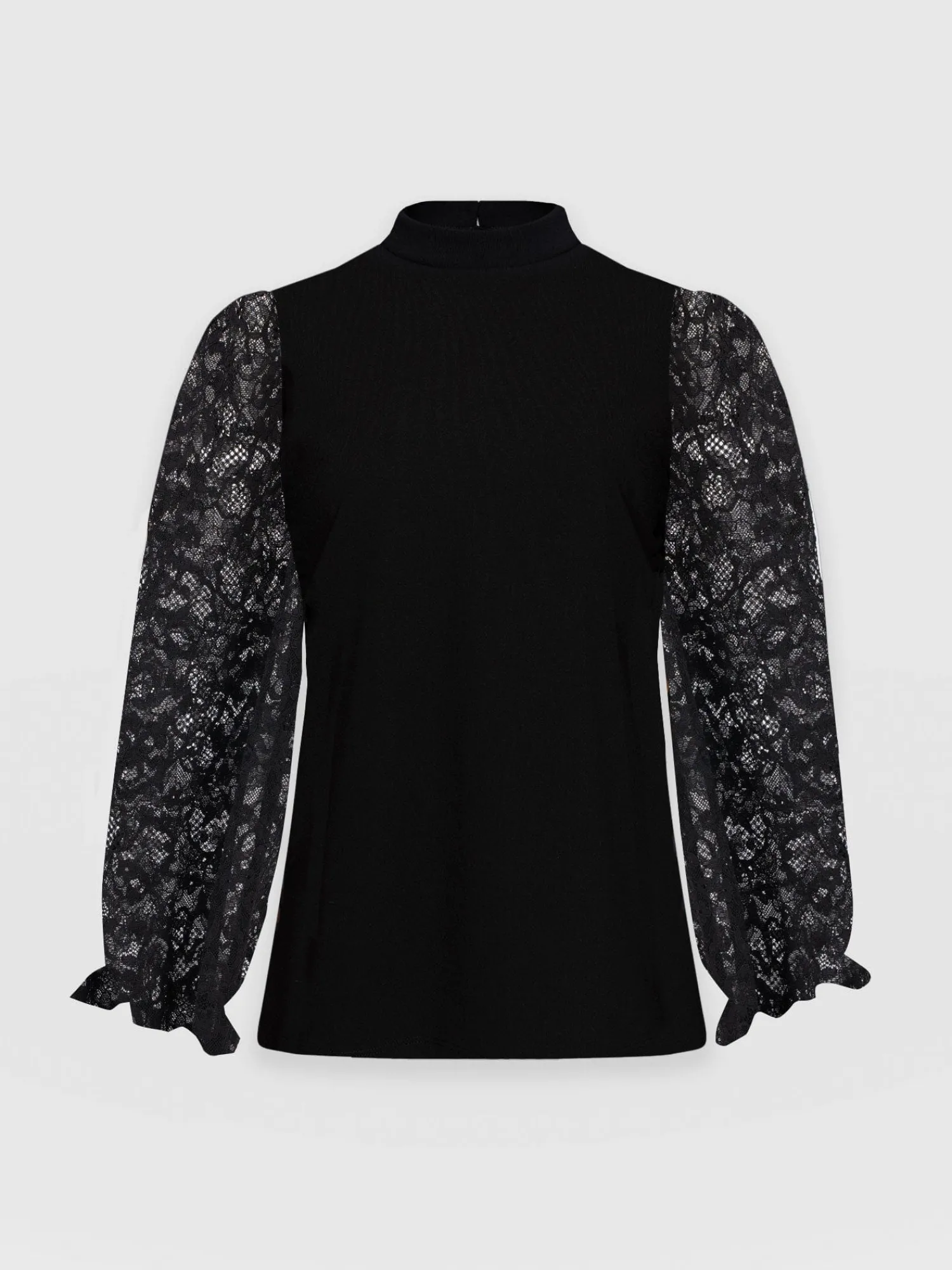 Outlet Saint and Sofia Lace Penny Puff Long Sleeve Top - Black