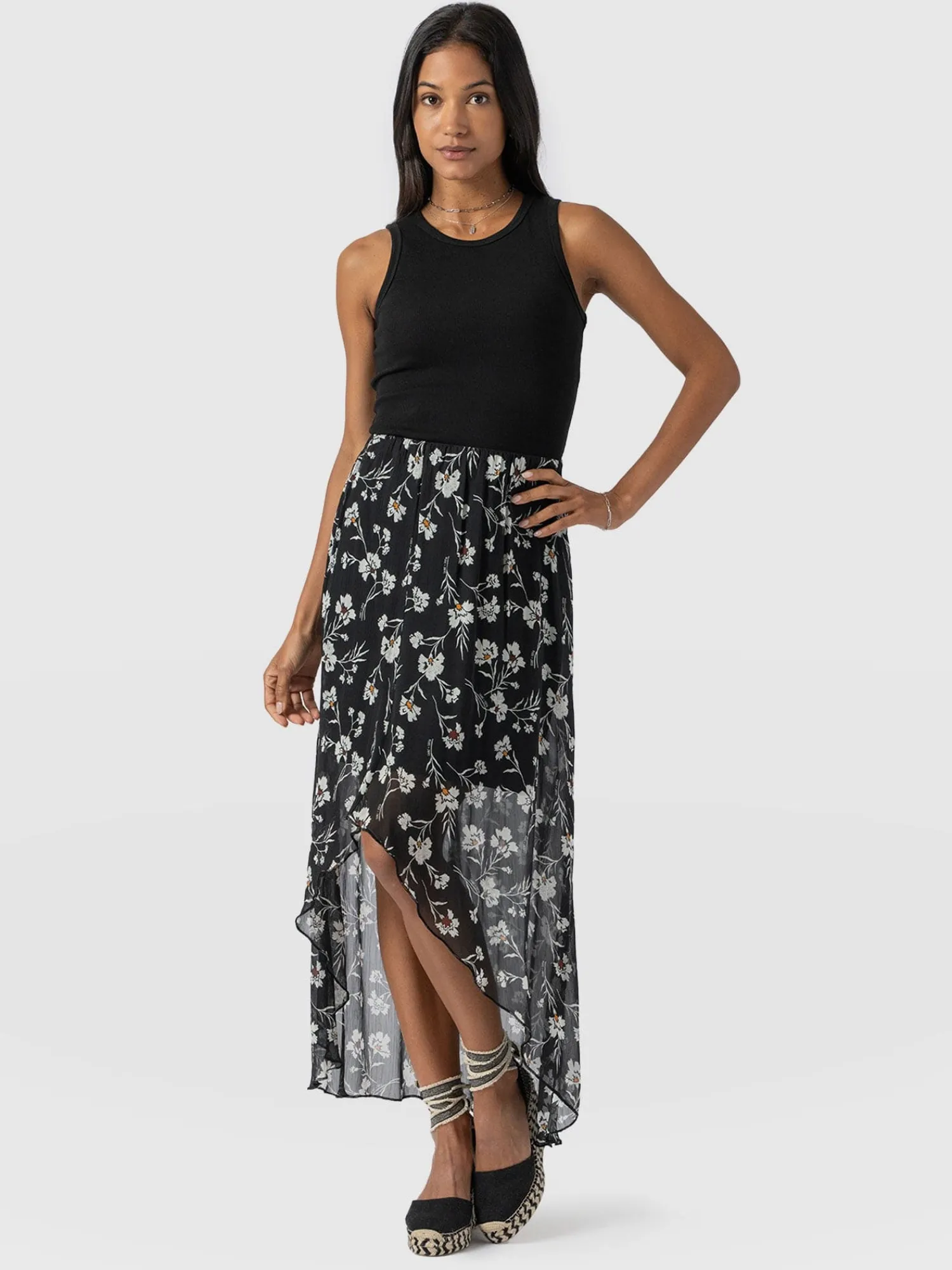 Best Saint and Sofia Lexi High Low Skirt - Black Spring Floral