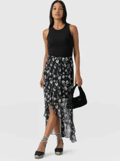 Best Saint and Sofia Lexi High Low Skirt - Black Spring Floral