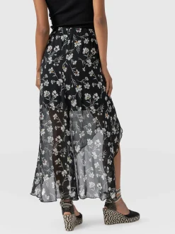 Best Saint and Sofia Lexi High Low Skirt - Black Spring Floral