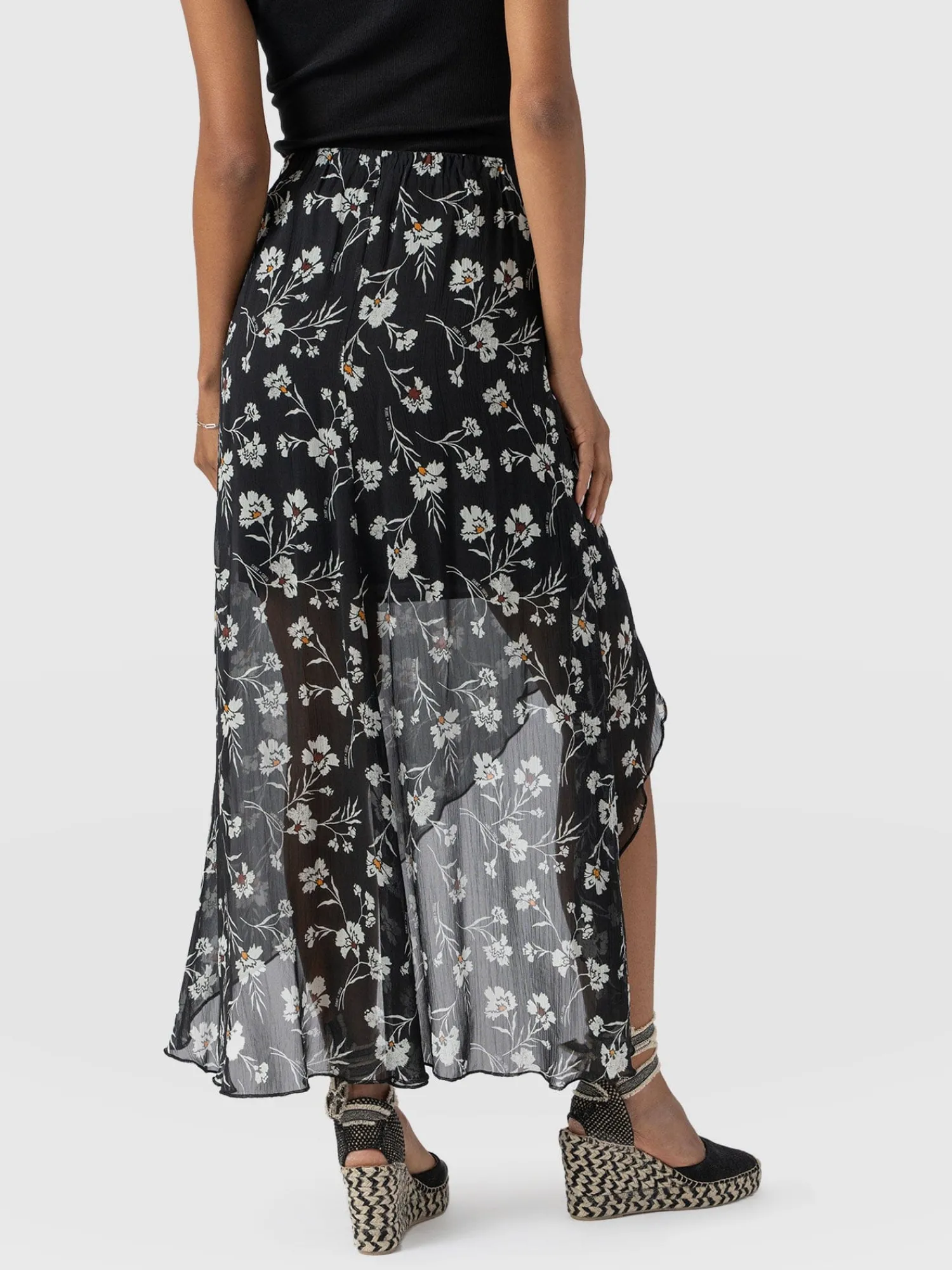 Best Saint and Sofia Lexi High Low Skirt - Black Spring Floral