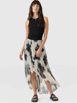 Clearance Saint and Sofia Lexi High Low Skirt - White Fade Floral