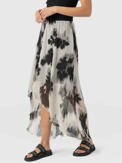 Clearance Saint and Sofia Lexi High Low Skirt - White Fade Floral