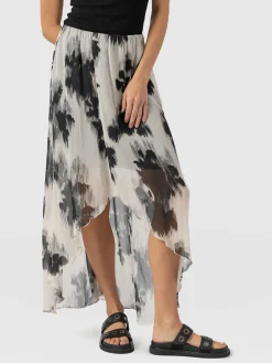 Clearance Saint and Sofia Lexi High Low Skirt - White Fade Floral