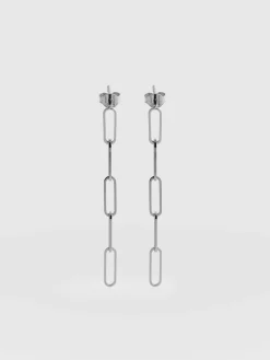 Online Saint and Sofia Link Chain Drop Earrings - Silver