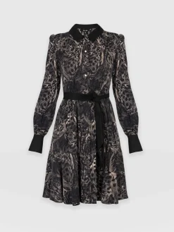 Outlet Saint and Sofia Lori Fit & Flare Dress - Spot Feather