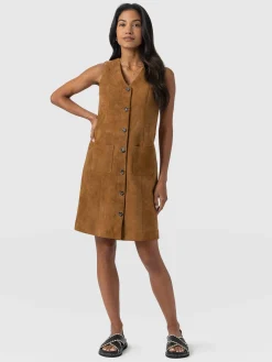 Discount Saint and Sofia Luther Suede Mini Dress - Camel