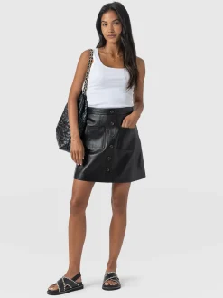 Clearance Saint and Sofia Luther Suede Mini Skirt - Black