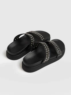 Outlet Saint and Sofia Maddox Eyelet Slides - Black