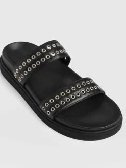 Outlet Saint and Sofia Maddox Eyelet Slides - Black
