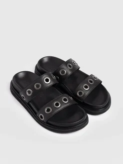 Online Saint and Sofia Madison Eyelet Slides - Black