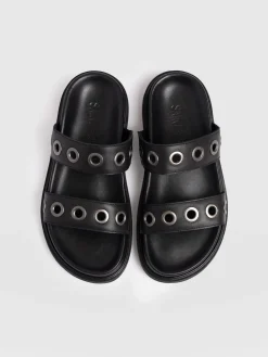 Online Saint and Sofia Madison Eyelet Slides - Black