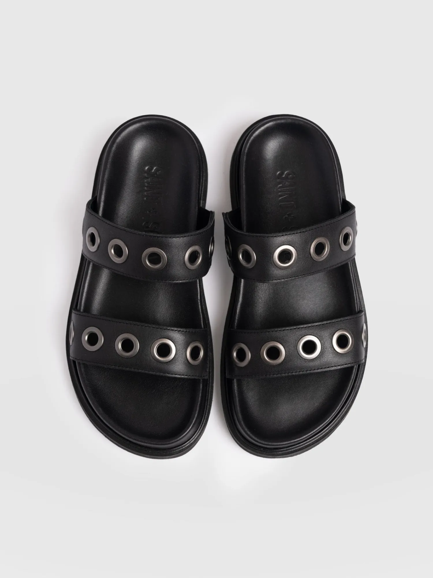 Online Saint and Sofia Madison Eyelet Slides - Black