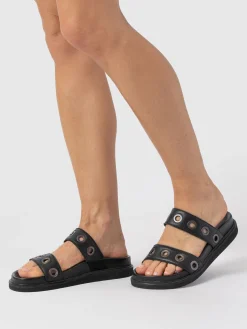 Online Saint and Sofia Madison Eyelet Slides - Black