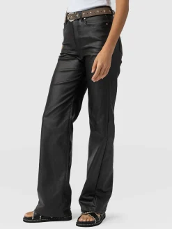 Outlet Saint and Sofia Maeve Wide Leg Pant - Black Coated