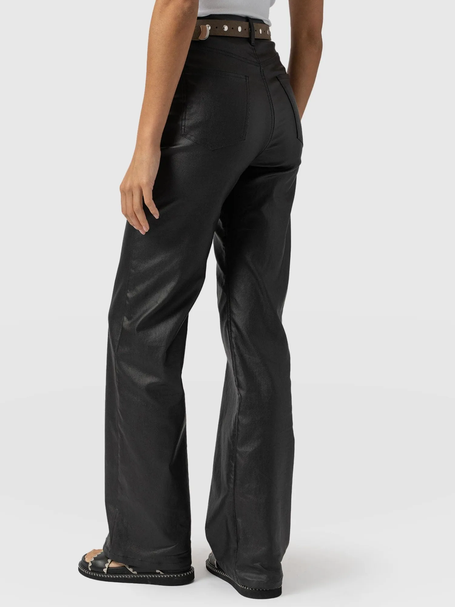 Outlet Saint and Sofia Maeve Wide Leg Pant - Black Coated