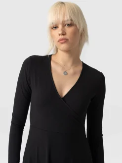 Sale Saint and Sofia Maggie Wrap Midi Dress - Black