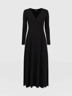 Sale Saint and Sofia Maggie Wrap Midi Dress - Black