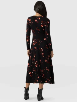 Best Saint and Sofia Maggie Wrap Midi Dress - Dark Roses
