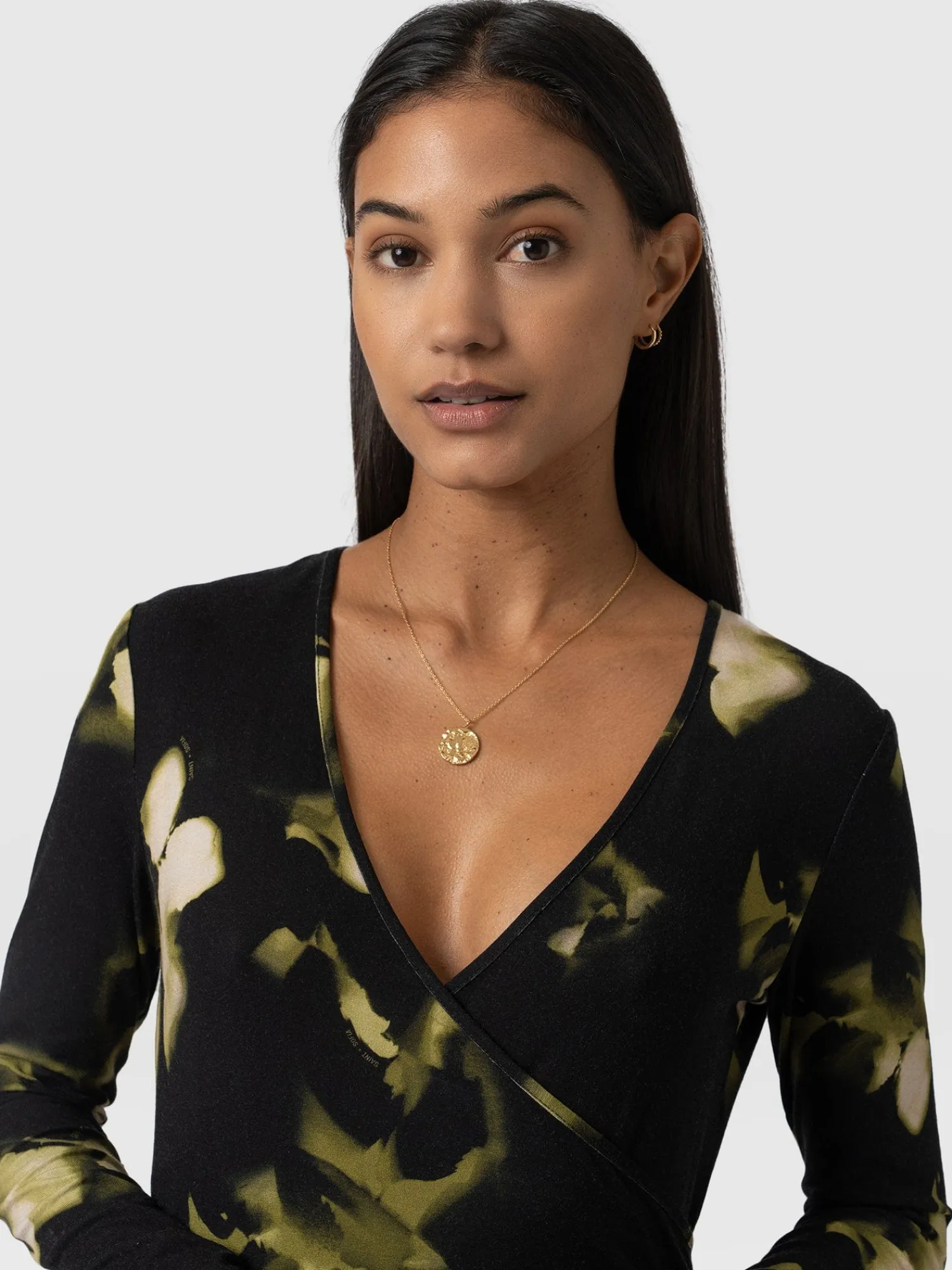 Discount Saint and Sofia Maggie Wrap Midi Dress - Green Aurora