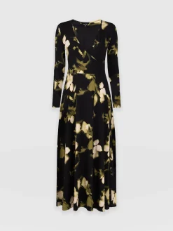 Discount Saint and Sofia Maggie Wrap Midi Dress - Green Aurora