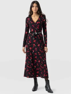 Hot Saint and Sofia Maggie Wrap Midi Dress - Pink Aurora