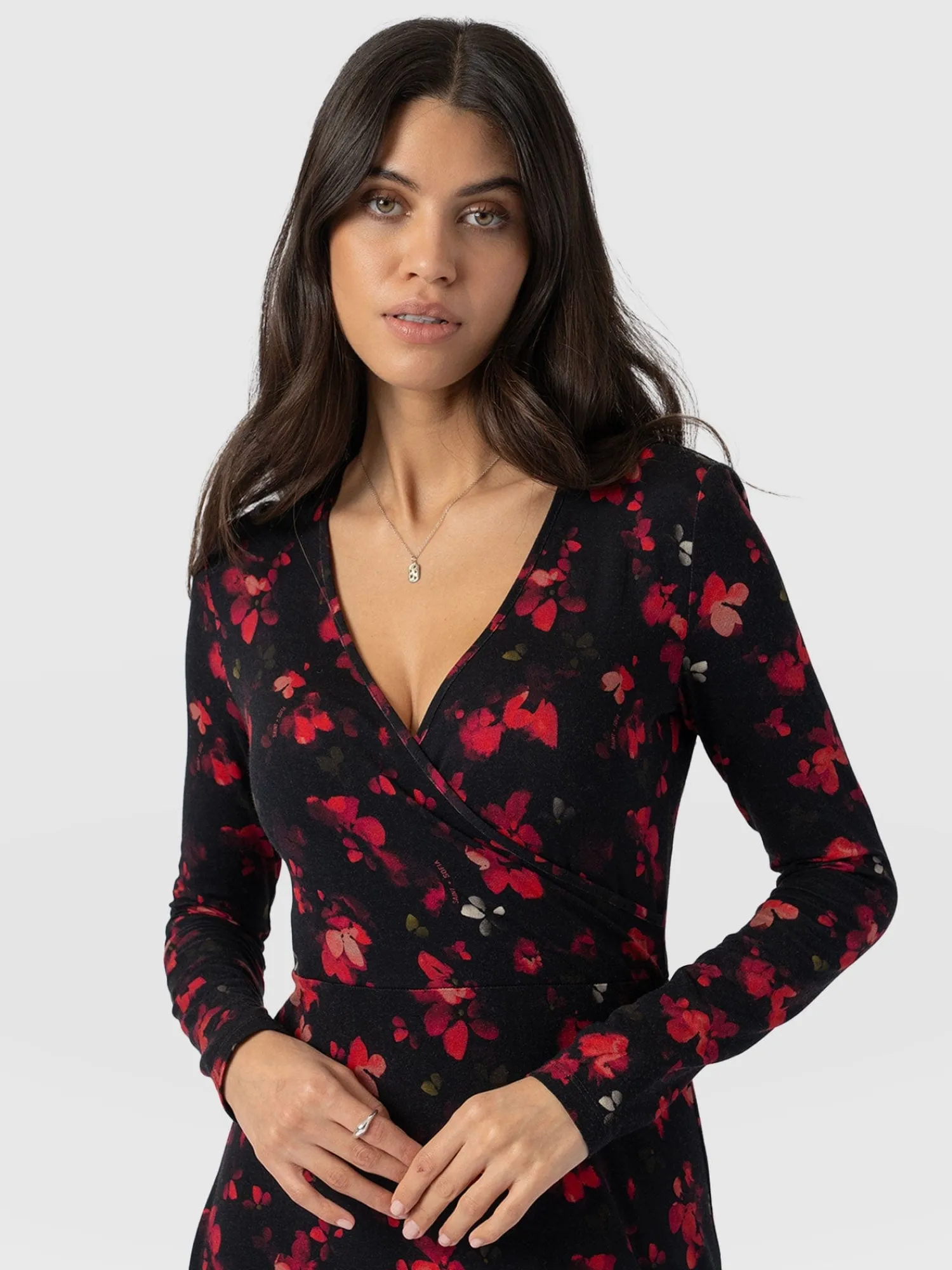 Hot Saint and Sofia Maggie Wrap Midi Dress - Pink Aurora