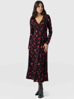 Hot Saint and Sofia Maggie Wrap Midi Dress - Pink Aurora