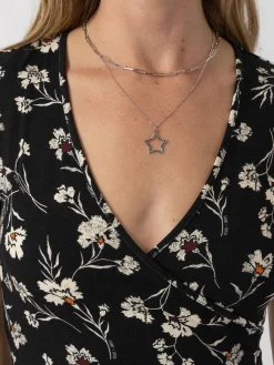 Fashion Saint and Sofia Maggie Wrap Short Sleeve Midi Dress - Black Spring Floral