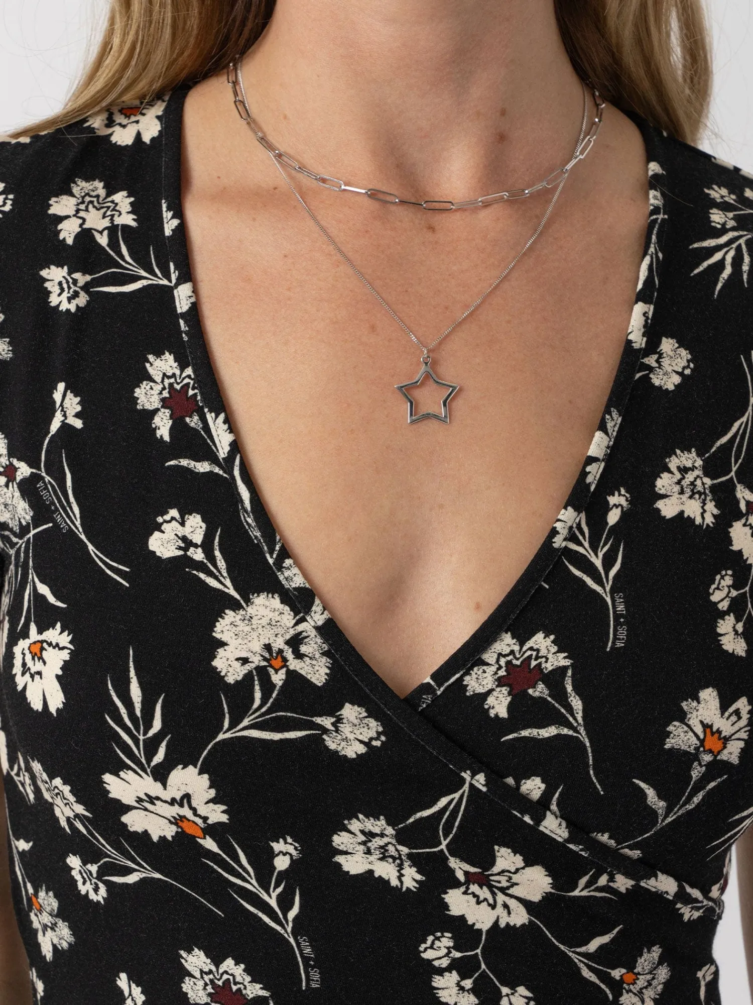 Fashion Saint and Sofia Maggie Wrap Short Sleeve Midi Dress - Black Spring Floral