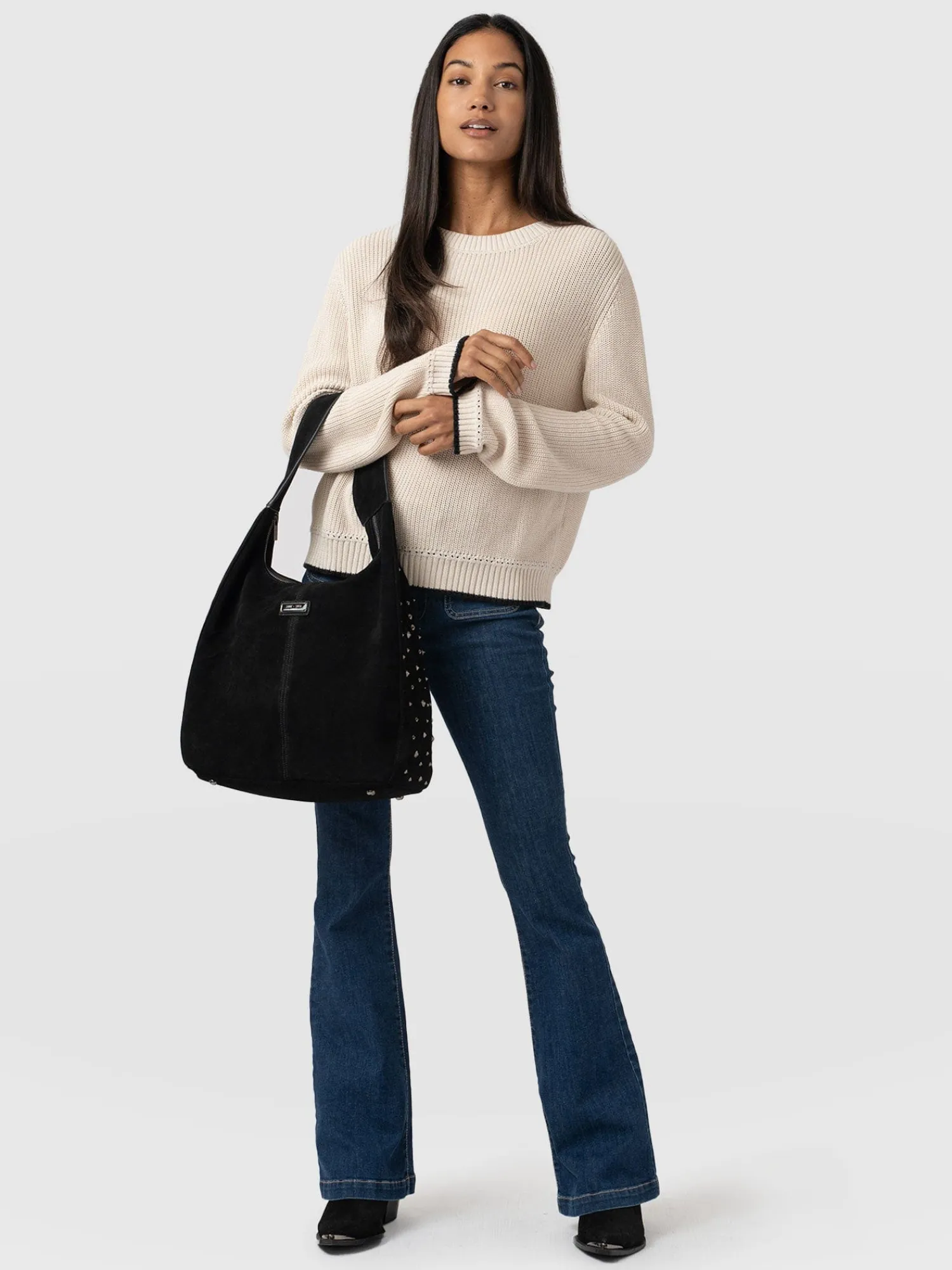 New Saint and Sofia Margot Hobo Shoulder Bag - Black