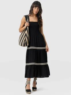 Online Saint and Sofia Maya Shirring Dress - Black
