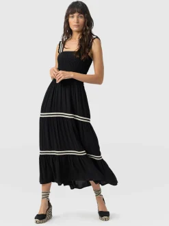 Online Saint and Sofia Maya Shirring Dress - Black