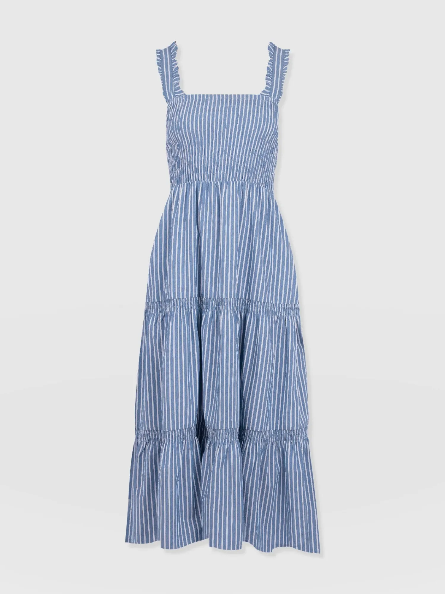 Fashion Saint and Sofia Maya Shirring Dress - Blue Stripe