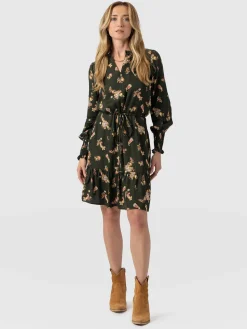 Outlet Saint and Sofia Mini Olivia Zip Up Dress - Khaki Paisley