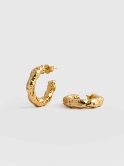 Fashion Saint and Sofia Molten Hoop Earrings - Gold